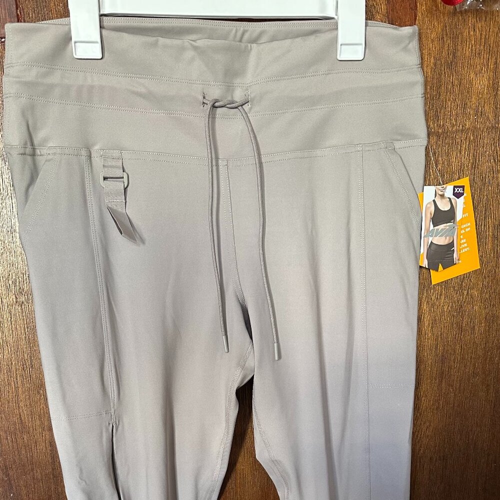 AVIA Light Taupe High-Rise Athletic Pants – Zip Pocket Joggers (XXL, NWT)